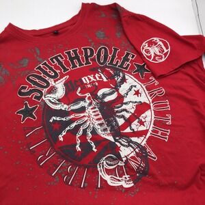 SouthPole T-Shirt Mens MEDIUM Red Scorpion Truth Liberty Spell Out‎ Short Sleeve